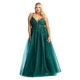 thumbnail image 1 of Womens Hunter Green Prom Evening Formal Long V Neck Spaghetti Straps A-Line Plus Size Dress, 1 of 5