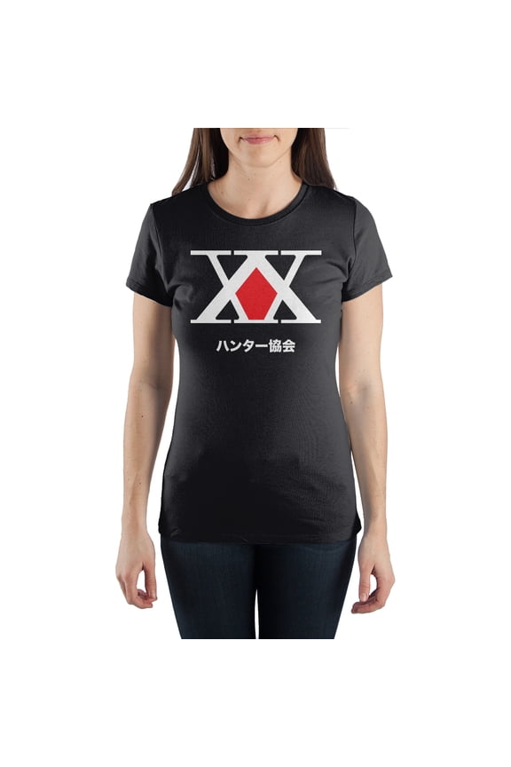 Womens Hunter X Hunter Anime Cartoon Black Graphic Tee-XX-Large
