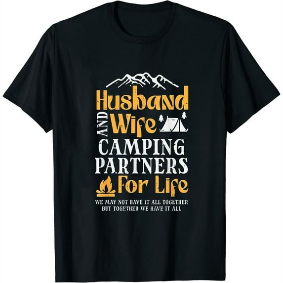 Womens Husband WIfe Camping Partners Couple Match Camper T-Shirt