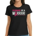 thumbnail image 1 of Womens Husband of a Warrior Breast Cancer Awareness Pink Ribbon T-Shirt Black 2X-Large, 1 of 5
