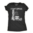 thumbnail image 1 of Womens I Cant Spell T Shirt Funny Halloween Witch Owl Spelling Joke Tee for Ladies Womens Graphic Tees, 1 of 9