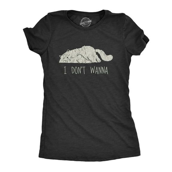 Womens I Don't Wanna T Shirt Funny Lazy Sleepy Cat Novelty Graphic Tee for Ladies Womens Graphic Tees