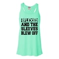 thumbnail image 1 of Womens I Flexed And The Sleeves Blew Off Funny Gym Workout Flowy Racerback Tank Top T-Shirt, 1 of 1
