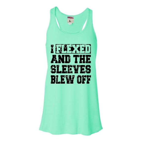 Womens I Flexed And The Sleeves Blew Off Funny Gym Workout Flowy Racerback Tank Top T-Shirt