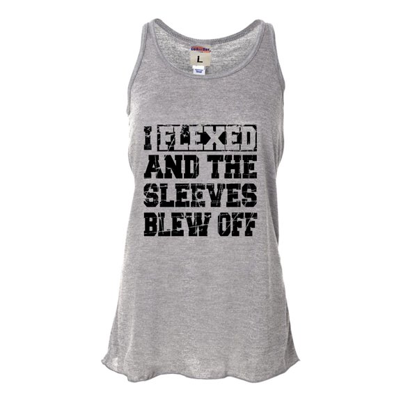 Womens I Flexed And The Sleeves Blew Off Funny Gym Workout Flowy Racerback Tank Top T-Shirt
