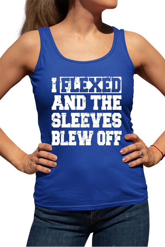 Womens I Flexed And The Sleeves Blew Off Funny Gym Workout Racerback Tank Top T-Shirt