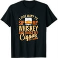 thumbnail image 1 of Womens I Just Want To Sip My Whiskey And Smoke My Cigar Bourbon T-Shirt Black 4X-Large, 1 of 5