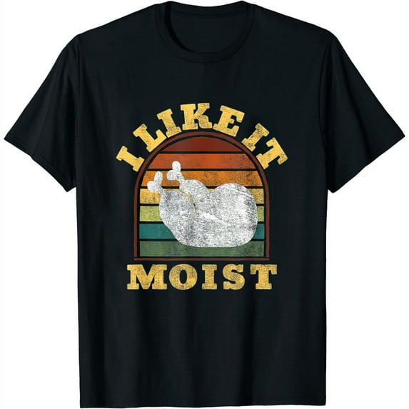 Womens I Like It Moist Turkey Leg Thanksgiving Day Gift Distressed T-Shirt Black 2X-Large