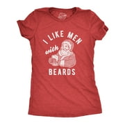 Womens I Like Men With Beards T Shirt Funny Christmas Santa Claus Beer Graphic Tee Womens Graphic Tees