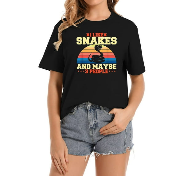 Womens I Like Snakes And Maybe 3 People T-Shirt Black