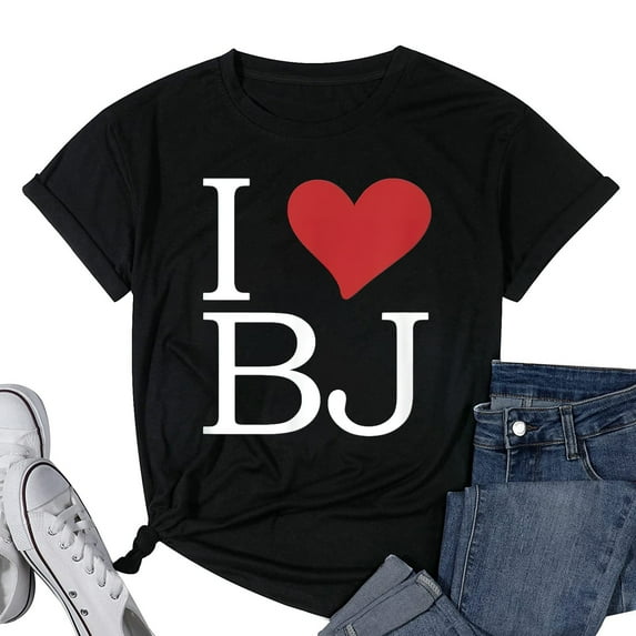 Womens I Love BJ Heart Funny BJ Beijing Gift T-Shirt Black 4X-Large