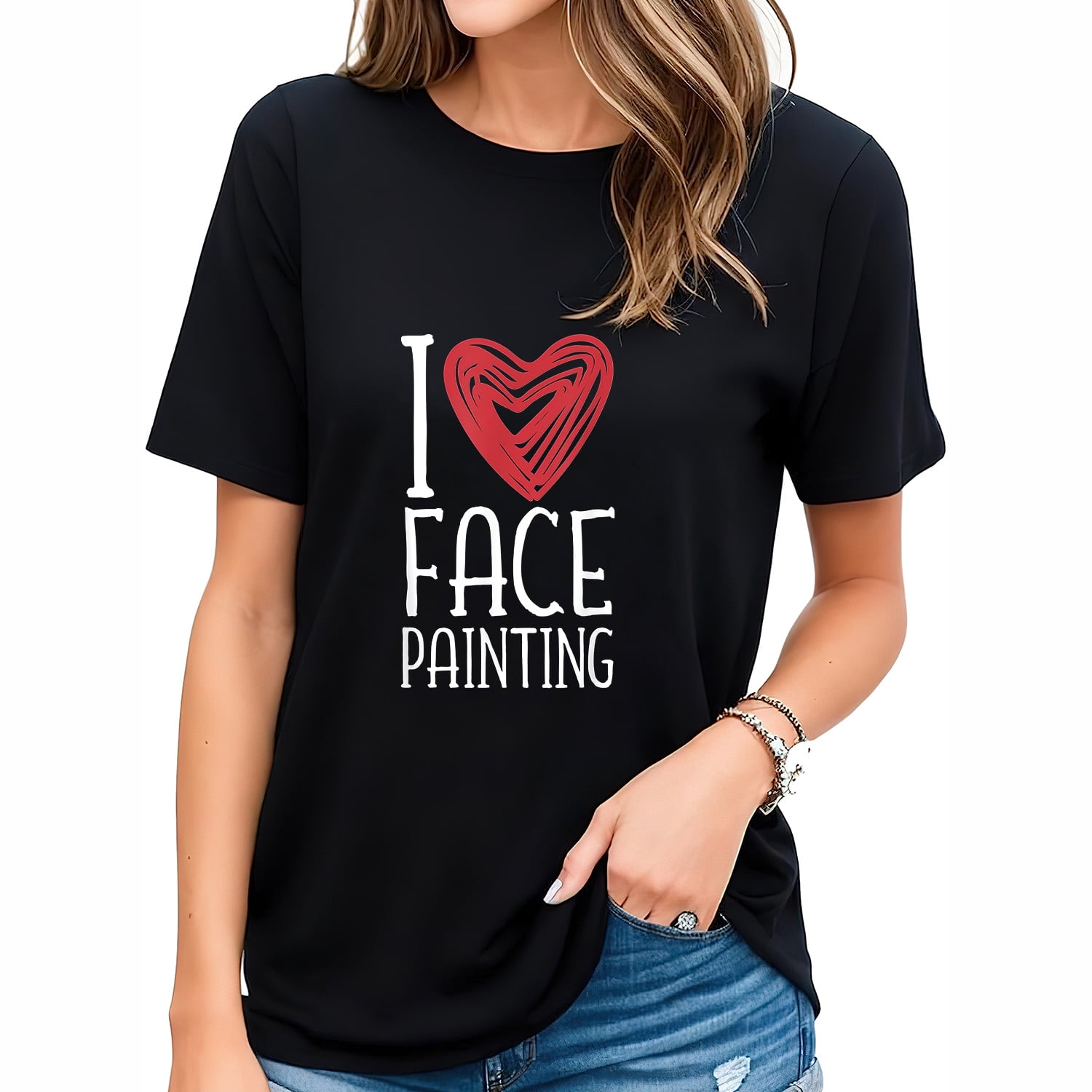 Womens I Love Face Painting Awesome Face Painters TShirt Black 2XL