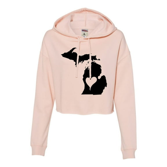 Womens I Love Michigan I Heart Michigan Cropped Hooded Sweatshirt