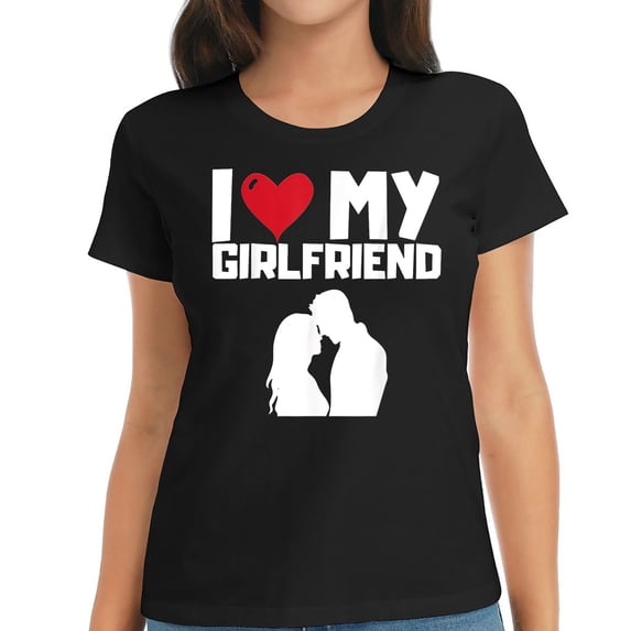 Womens I Love My Girlfriend Funny I Heart Love My Girlfriend T-Shirt Black