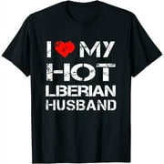 Womens I Love My Hot Liberian Husband T-Shirt Gift (Wife Shirt) Black Small