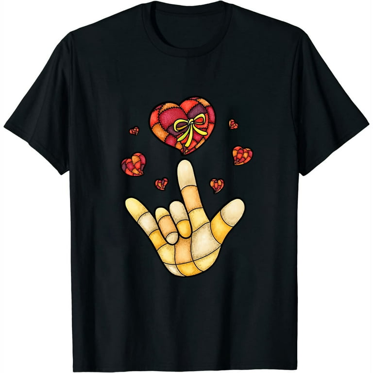 Hearts I Love You Hand Sign Language Asl Valentine's Day T-Shirt Hearts I Love You Hand Sign Language Asl Valentine's Day T-Shirt