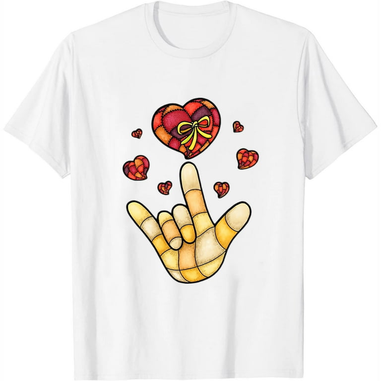 Hearts I Love You Hand Sign Language Asl Valentine's Day T-Shirt Hearts I Love You Hand Sign Language Asl Valentine's Day T-Shirt