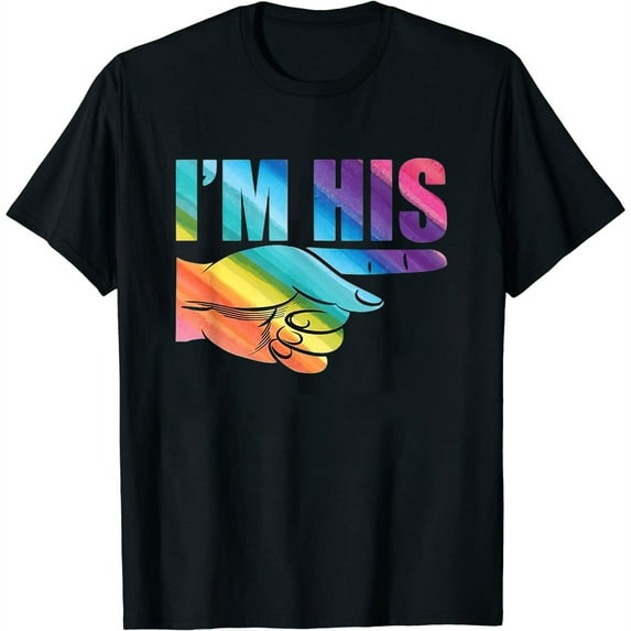 Womens I'M His He'S Mine Lgbt Pride Gay Couple Valentines Day Gift T-Shirt Black X-Large