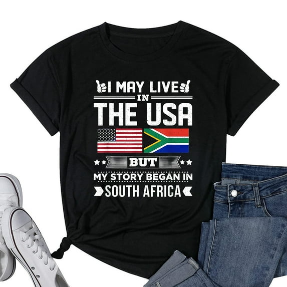 Womens I May Live in USA But My Story Began In South Africa T-Shirt Black Medium