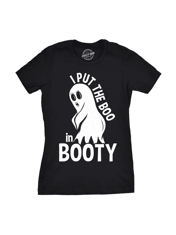 Womens I Put The Boo In Booty T Shirt Funny Halloween Ghost Tee for Ladies Womens Graphic Tees