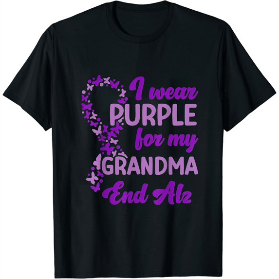 Womens I Wear Purple For My Grandma End Alz Alzheimer Awareness T-Shirt Black