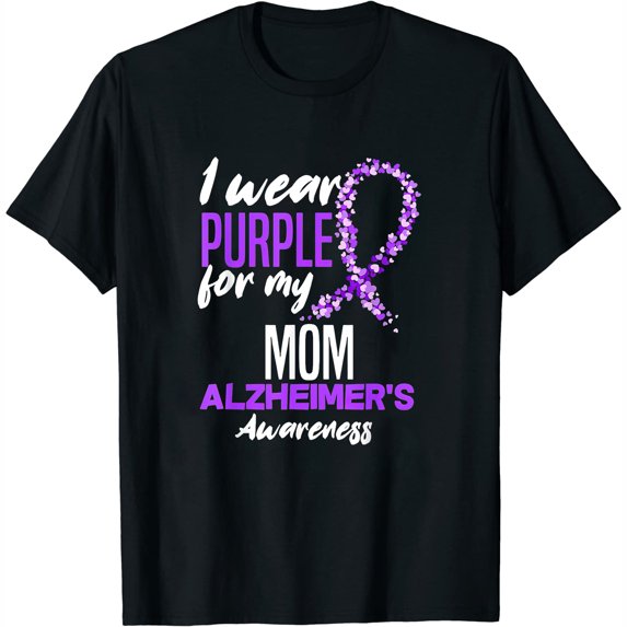 Womens I Wear Purple For My Mom Dementia Alzheimer's Awareness T-Shirt Black 4X-Large