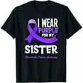 thumbnail image 1 of Womens I Wear Purple For My Sister Pancreatic Cancer Awareness Round Neck T-Shirt Black 2X-Large, 1 of 5