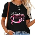 thumbnail image 1 of Womens I'am Survivor Breast Cancer Awareness With Pink Ribbon Round Neck T Shirt Black, 1 of 4