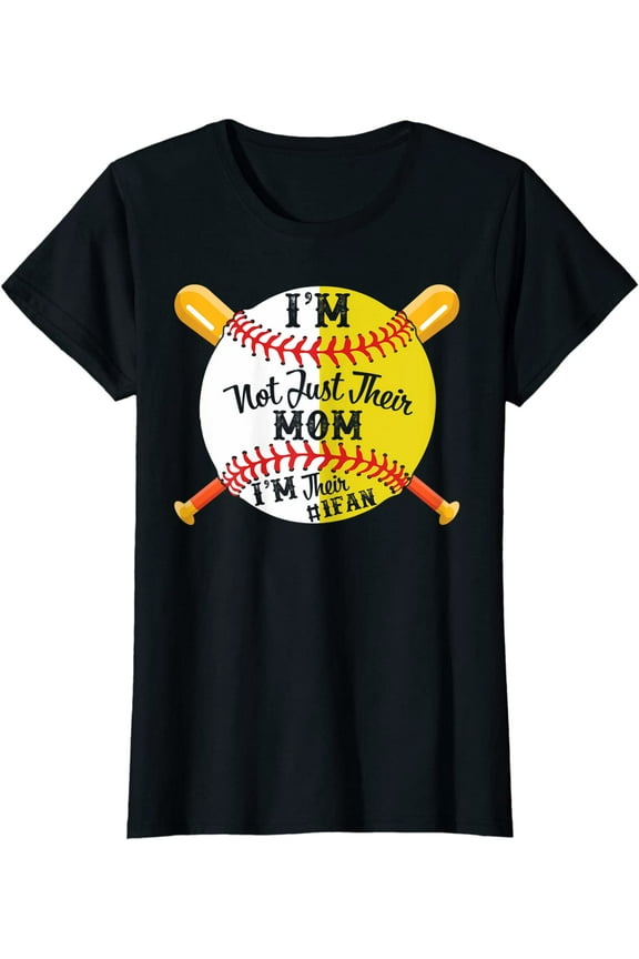 Womens I'm Their Number 1 Fan Softball Baseball Mom T-shirt