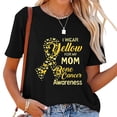 thumbnail image 1 of Womens I wear Yellow for my Mom Bone Cancer Awareness T-Shirt Black, 1 of 5