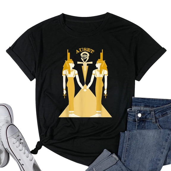 Womens ISIS (ISET, ASET, AUSET) Egyptian Goddess T-Shirt Black Large