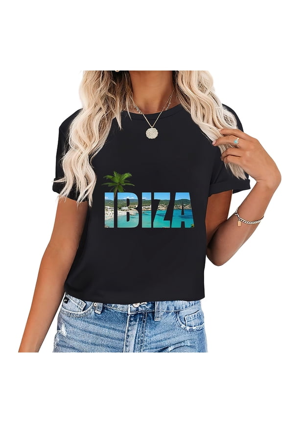 Womens Ibiza Espana Beach Palm Tree Party Destination Gift T-Shirt