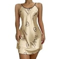 thumbnail image 1 of Womens Ice Silk Nightwear Open Back Suspended Dress Homewear Nightwear Printed Short Skirt Short Nightwear Nightgowns, 1 of 9