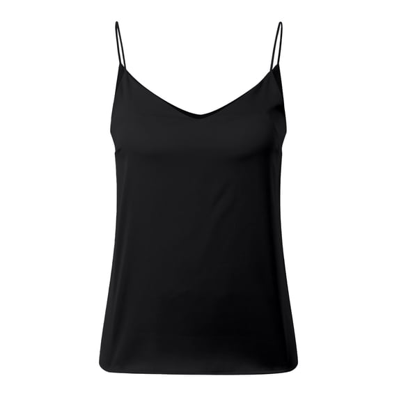 Womens Ice Silk Tank Tops with Built in Bras V Neck Spaghetti Straps Sleeveless Soft Camisole Tops Summer Cropped Tanks Black, Size XL