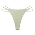 thumbnail image 1 of Womens Ice Silk Unseamed Thongs Low Waist High Cut Bikinis Underwear Hipsters T Back Panties, 1 of 9