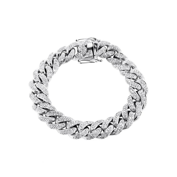 Womens Iced Out Diamond Miami Cuban Link Bracelet 10K/14K White Gold