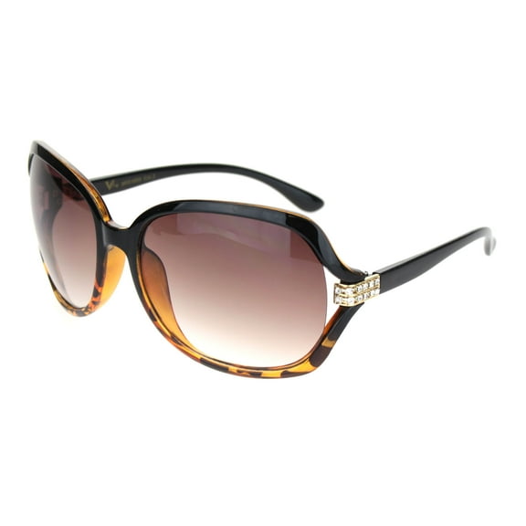 Womens Iced Rhinestone Jewel Hinge Butterfly Sunglasses Black Tortoise Gradient Brown