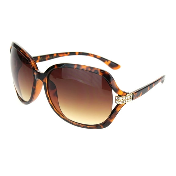 Womens Iced Rhinestone Jewel Hinge Butterfly Sunglasses Tortoise Gradient Brown