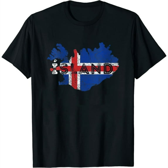Womens Icelandic Map And Flag Souvenir - Distressed Iceland V-Neck T-Shirt Black 4X-Large