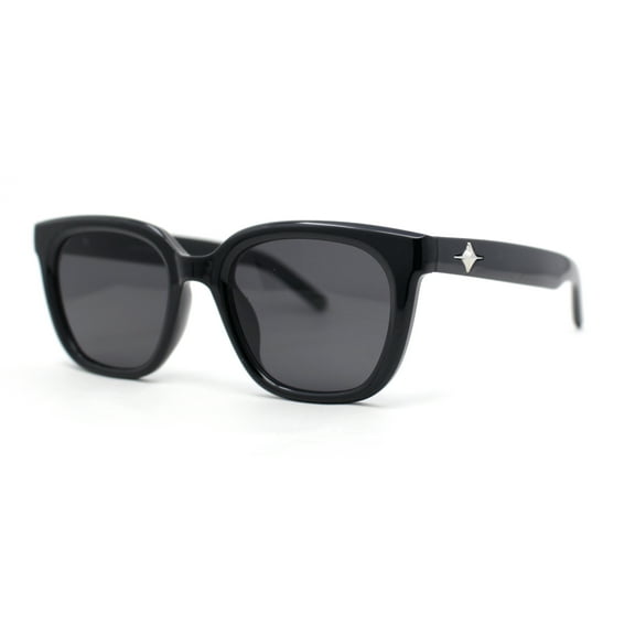 Womens Iconic Hipster Horn Rim Mod Plastic Sunglasses All Black
