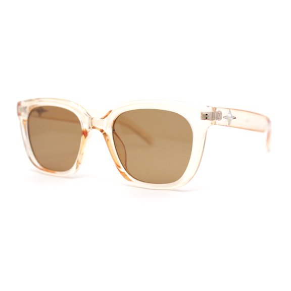 Womens Iconic Hipster Horn Rim Mod Plastic Sunglasses Peach - Brown