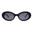 thumbnail image 1 of Womens Iconic Mod Thick Plastic Oval Round Classic Sunglasses All Black, 1 of 4
