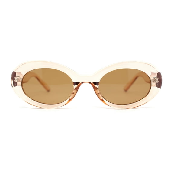 Womens Iconic Mod Thick Plastic Oval Round Classic Sunglasses Peach - Brown