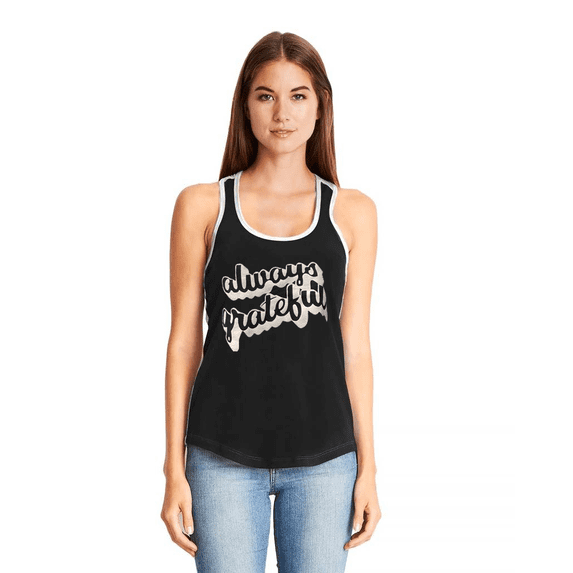 Womens Ideal Color Block Graphic Tank-Always grateful