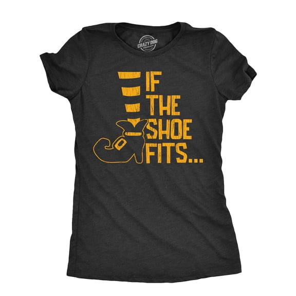 Womens If The Shoe Fits T Shirt Funny Halloween Witch Feet Salem Joke Tee for Ladies Womens Graphic Tees