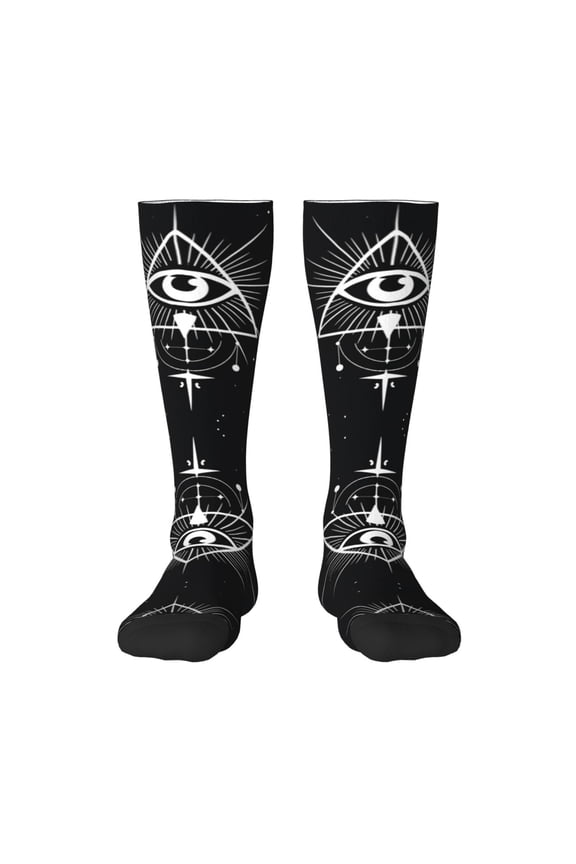 Womens Illuminati Occult Geometric Knee High Socks Comfy Thermal Boot Long Socks