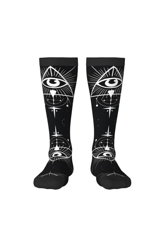 Womens Illuminati Occult Geometric Knee High Socks Comfy Thermal Boot Long Socks