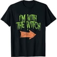 thumbnail image 1 of Womens Im With The Witch Husband Halloween Costume For Couple T-Shirt Black Large, 1 of 5