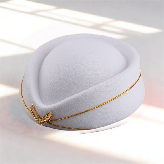 Womens Imitation Pilot Cosplay Hat, Woolen Stage Performance Cap, Airplane Costume Accessory Halloween Party, Stage Play, Themed Photoshoot White
