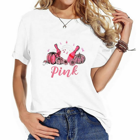 Womens In October We Wear Pink Bowling Breast Cancer Awareness T Shirt Black 2X-Large